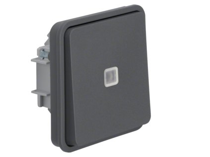 Push-button insert, change-over contact, illuminated surface-mounted/flush-mounted with lens, Berker W.1, grey matt