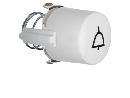 Knob with imprinted symbol for bell for push-button/pilot lamp E10, Serie 1930/Glas/ polar white glossy