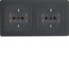 Combination SCHUKO socket outlet horizontal 2gang with frame Berker Q.1