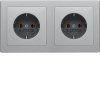 Combination SCHUKO socket outlet horizontal 2gang with frame Berker Q.1
