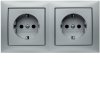 Combination SCHUKO socket outlet 2gang with  frame Berker S.1/B.3/B.7