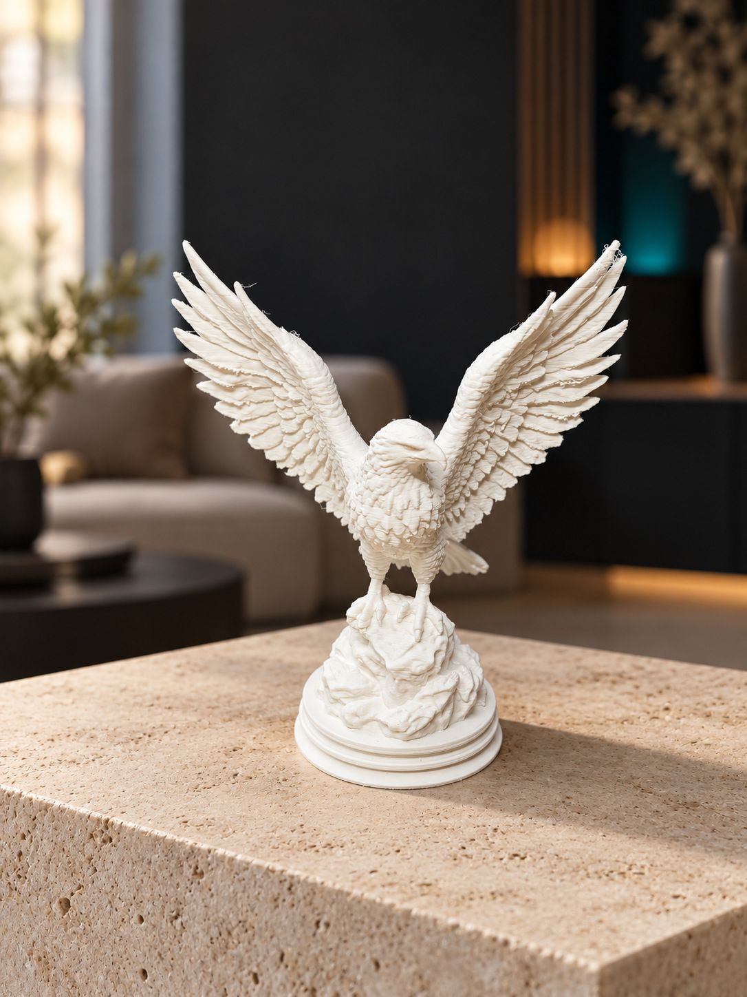 3D výtisk Duo3DPrint: Orel s roztaženými křídly; prostředí upravené pomocí AI