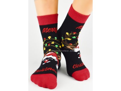 Vánoční ponožky N-SB060-U01 (Velikost 31-34(21-23), Barva čierna)