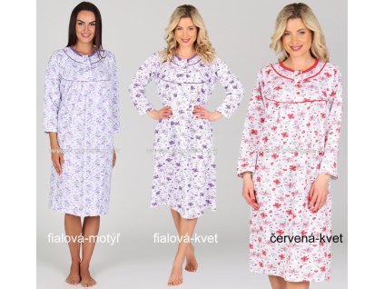 Dámská noční košile P-Kasandra (Velikost XL, Barva fialová-motýľ)