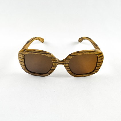 Dřevěné sluneční brýle s polarizačním filtrem - Duppau Fly Zebra Brown