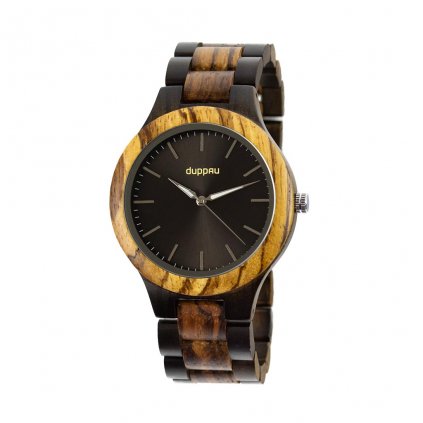 Dřevěné hodinky Duppau Vidar ze dřeva zebrano a eben