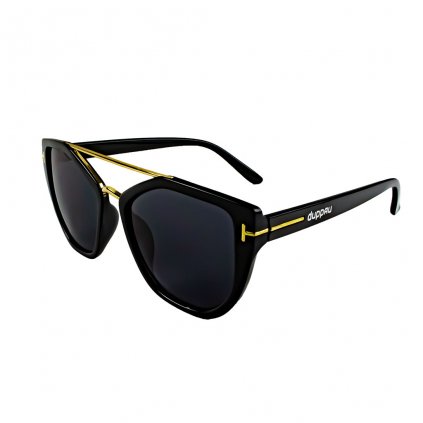 Dámské sluneční brýle Duppau Cannes černé se zlatými detaily typu cat-eye