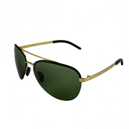 Pánské sluneční brýle Duppau Miami zlaté pilotky se zelenými čočkami