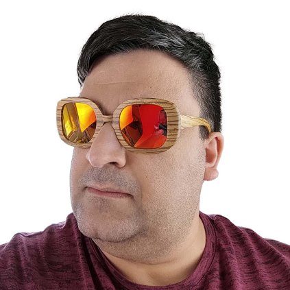 Dřevěné sluneční brýle s polarizačním filtrem - Duppau Fly Zebra Orange