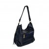 damska kabelka duppau feli hobo modra pohled zleva s kapsou na zip s popruhem