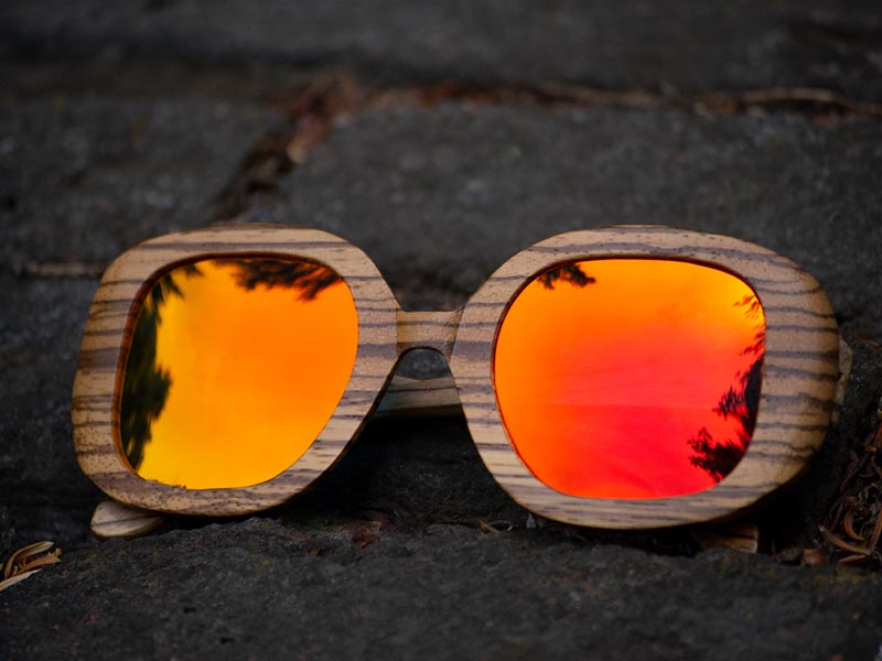 Holz Sonnenbrille Duppau Fly Orange ideal für eckige Gesichter