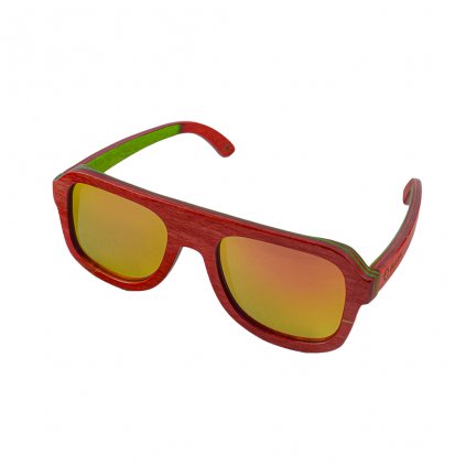 Holz Sonnenbrille Duppau Skateboard Red Shield