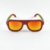 Holz Sonnenbrille Duppau Skateboard Red Shield mit orangen Glaesern, Vorderansicht
