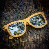 Holz Sonnenbrille Duppau Carbon Silver auf Baumstamm