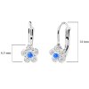 detské náušnice biele zlato s kamienkami bielymi+tmavo modrými nezábudky zapínanie klapka duppi DU70614 1