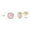 detské náušnice žlté zlato s kamienkami ružovými+bielými okrúhle zapínánie balónik duppi DU32039 1