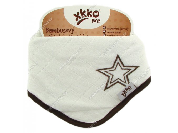 KIKKO Bambusový dětský slintáček/šátek XKKO BMB - Natural Brown Stars