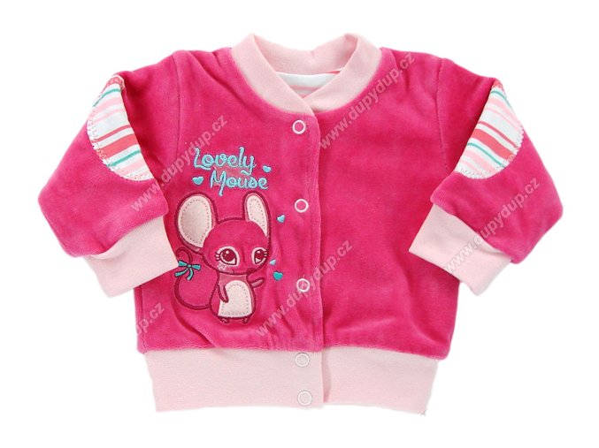 Sametový kojenecký kabátek EWA CIRCUS růžový