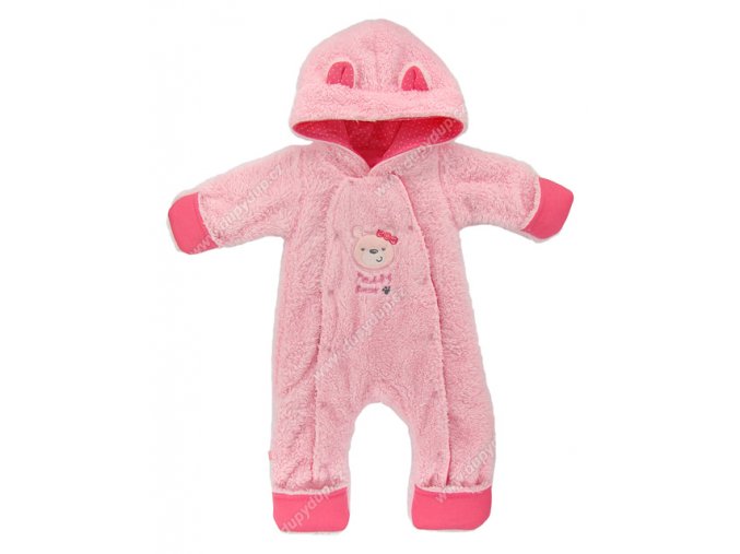 Vyteplený kojenecký overal EWA Teddy Bear růžový