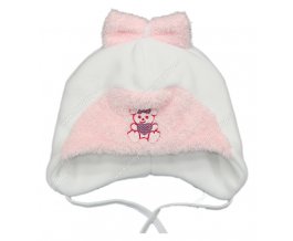 Zimní kojenecká čepice bílo-růžová