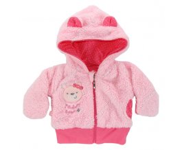 Vyteplený kojenecký kabátek EWA Teddy Bear růžový