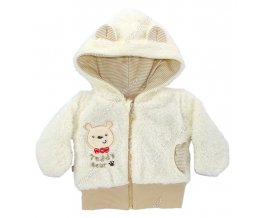 Vyteplený kojenecký kabátek EWA Teddy Bear béžový