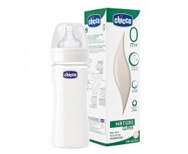 CHICCO Láhev sklo, 240 ml, silikonový dudlík