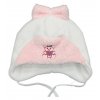 Zimní kojenecká čepice bílo-růžová