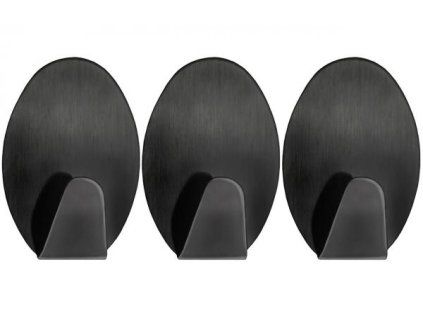 DuraHome Koupelnový háček samolepicí, černý 3ks