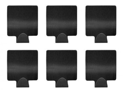 DuraHome Koupelnový háček samolepicí, černý 6ks