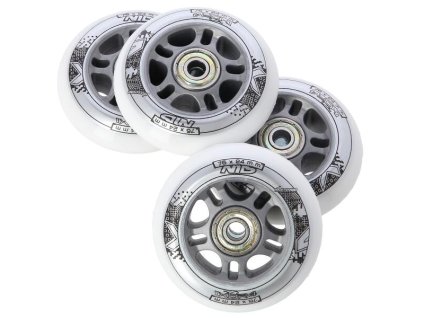 Sada Nils Extreme - Kolečka PU 76x24 (4 ks) bílé + ložiska ABEC 7 (8 ks)