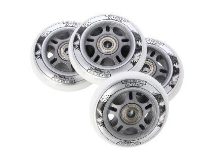 Sada Nils Extreme - Kolečka PU 80x24 (4 ks) bílé + ložiska ABEC 7 (8 ks)