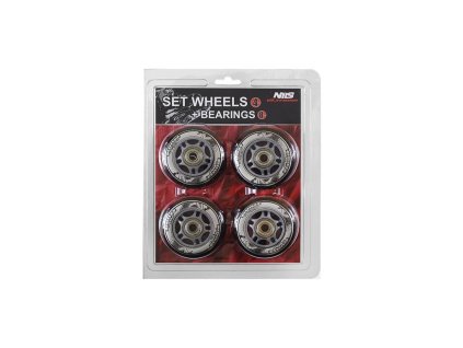 Nils Extreme készlet - PU kerekek 64x24 (4 db) fekete + ABEC 9 csapágyak (8 db)