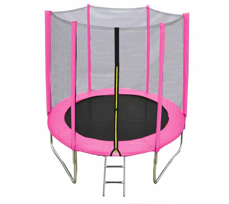 Trampolína DUVLAN FunJump Pink 244 cm + ochranná sieť + schodíky