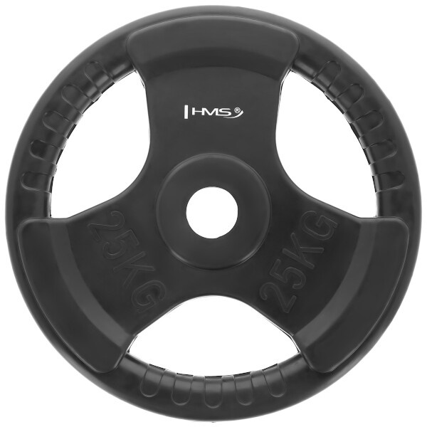 HMS TRI GRIP POGUMOVANÝ OLYMPIJSKÝ KOTÚČ 25,0KG HMS TRI GRIP POGUMOVANÝ OLYMPIJSKÝ KOTÚČ 25,0KG