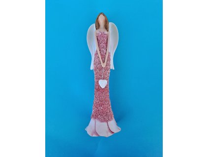 Anděl s růžovými šaty 24 cm