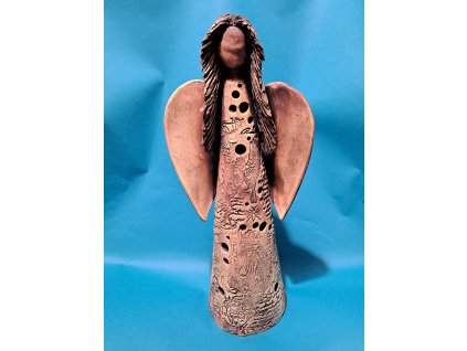 Keramický anděl – reliéf, svícen, 36 cm (ruční práce)  #GIFT# dárek
