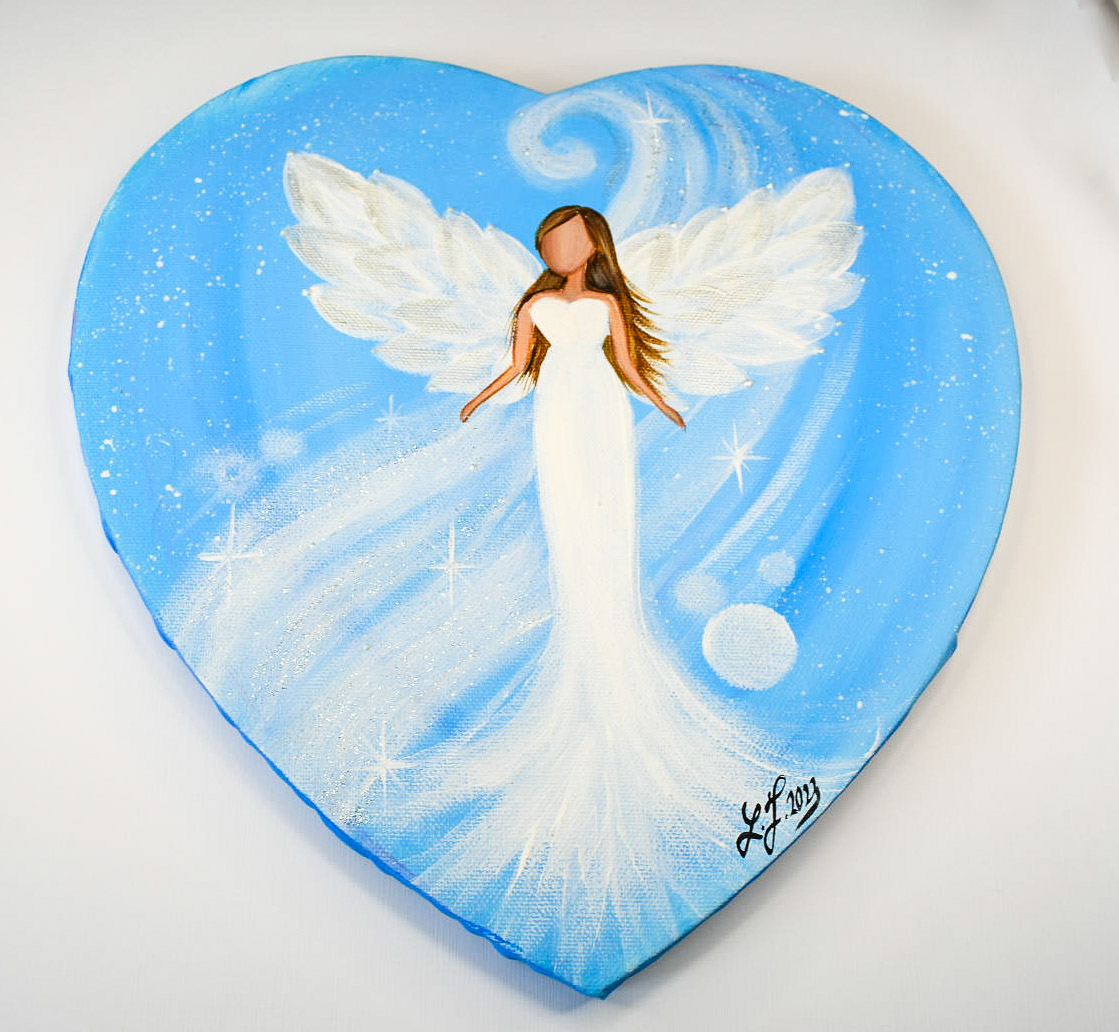 Obraz Anděl modrý ve tvaru srdce
