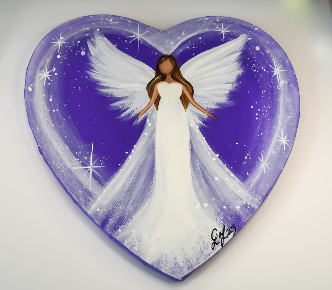 Obraz Anděl fialový ve tvaru srdce