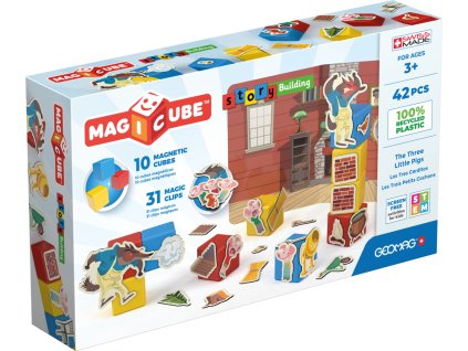 Magnetické kostky - Pohádka Tři prasátka, 42 ks (10 kostek) | Geomag