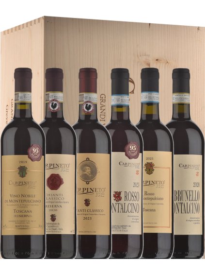 Carpineto drevený box 6 fl. Premium Rosso di Toscana