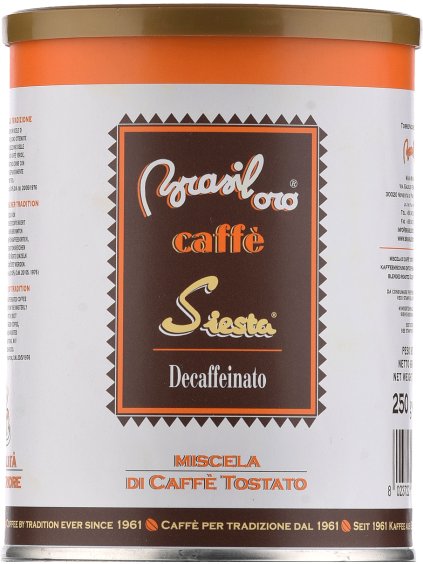 Brasil Oro káva Siesta Decaffeinato 250g plechovka mletá