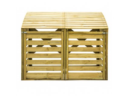 drewniana podwojna obudowa na kosz do smieci 240l