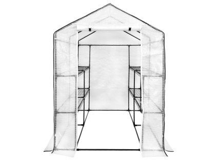 mini tunel szklarniowy z polkami 14x14x2m bialy