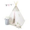 2414 3 detsky stan teepee bilosedy s kosem vlajkami a polstarky