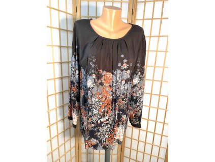 Hnědá halenka s květy vel.L