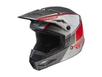 Přilba KINETIC DRIFT FLY RACING (šedá/světle šedá/červená) (Velikost L)