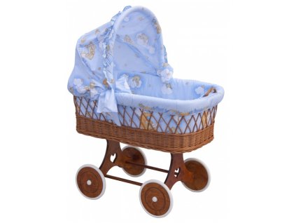 Proutěný košík na miminko s boudičkou Mráček - modrá