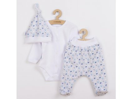 3-dílná bavlněná kojenecká souprava New Baby Kiddy bílo-modrá