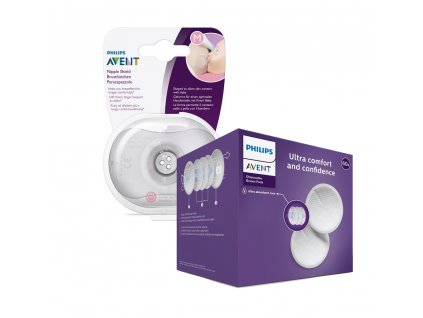 Philips AVENT Chránič bradavek - medium 2 ks + ster.krabička + Prsní vložky jednorázové 60 ks